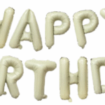 MPS MY PARTY SUPPLIERS® 16inch Beige Color Happy Birthday Letter Foil Balloon Banner Reusable Balloons for Birthday Decoration Big Size Alphabet Letters for Wall Backdrop Birthday Decor ideas at home