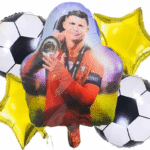 MPS MY PARTY SUPPLIERS® Set of 5 Football Theme Foil Balloons Soccer Ball Shaped Balloon for Birthday, Sports Event & Game Day Decorations Sport theme birthday decoration ideas Golden star balloon