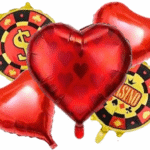 MPS MY PARTY SUPPLIERS® Set of 5 Casino Theme Party Foil Balloon Casino Theme Party Decoration Playing Cards Balloons Spades Heart Shaped Casino Foil Balloons Casino Night Card Game Balloons