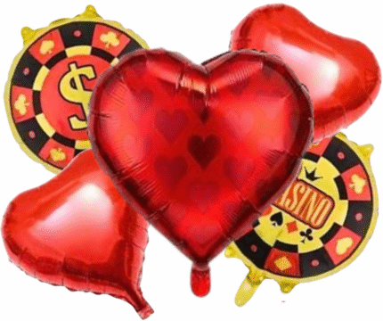 MPS MY PARTY SUPPLIERSĀ® Set of 5 Casino Theme Party Foil Balloon Casino Theme Party Decoration Playing Cards Balloons Spades Heart Shaped Casino Foil Balloons Casino Night Card Game Balloons
