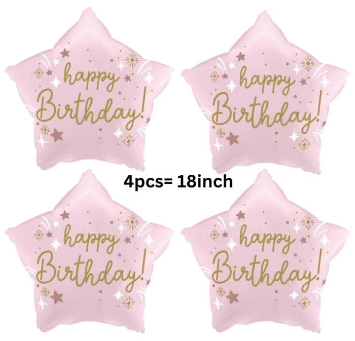 MPS MY PARTY SUPPLIERS® Set of 16 Happy birthday balloon decoration set pink Star shaped foil balloon Birthday Balloons for Decoration Pink Foil Balloons for Birthday Decoration - Image 3