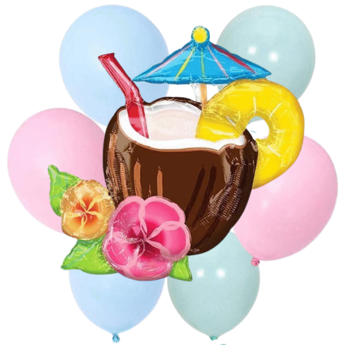 MPS MY PARTY SUPPLIERS® Set of 7 Coconut foil balloon for Summer Beach Party, Hawaaiin Theme Party Coconut Beach Theme Balloon Pool Party Backdrop Decoration, Tropical Party Balloon, Baby Shower - Image 1