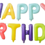 MPS MY PARTY SUPPLIERS® 1Pc Happy Birthday Letter Foil Balloon Happy Birthday Balloon Banner with Ribbon Straw, 16 Inch Alphabet Letters balloons for Wall Backdrop Birthday Decor ideas