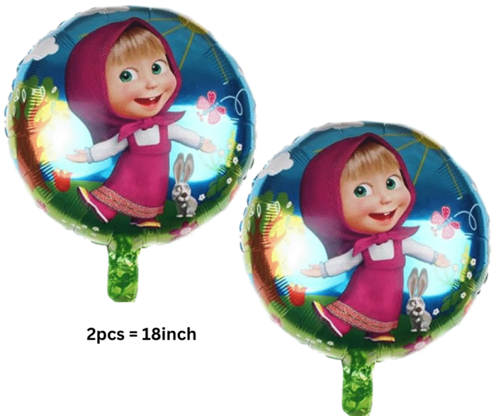 MPS MY PARTY SUPPLIERS® Set of 5 Masha and the Bear Theme Party Supplies, Jungle animal theme, cartoon cute Little Girl balloon, heart balloon - Image 4