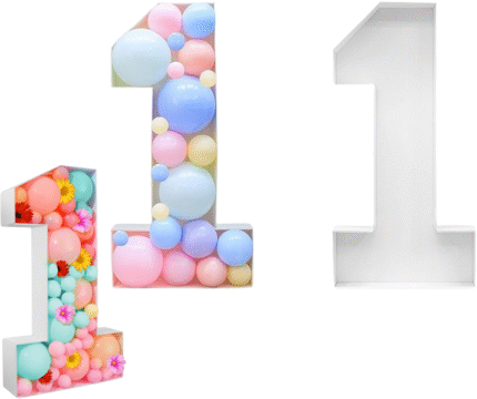 MPS MY PARTY SUPPLIERSĀ® Number 1 Balloon Frame 70cm Pre-Cut Kit, First Birthday Decoration Props, Large Cardboard Numbers for Balloons Frame DIY, Large Foam Board First Birthday Backdrop