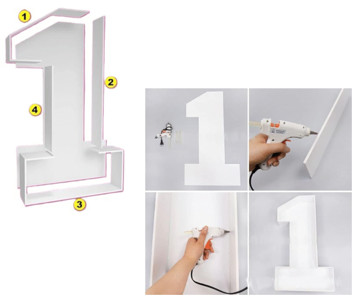 MPS MY PARTY SUPPLIERS® Number 1 Balloon Frame 70cm Pre-Cut Kit, First Birthday Decoration Props, Large Cardboard Numbers for Balloons Frame DIY, Large Foam Board First Birthday Backdrop - Image 4