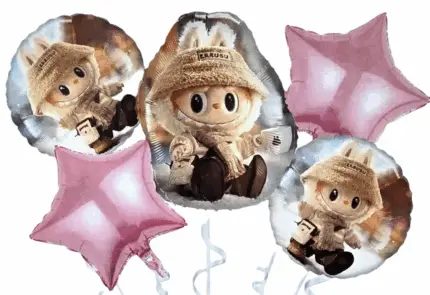 MPS MY PARTY SUPPLIERSĀ® Set of 5 Cartoon Foil Balloon Kids Party Cartoon Theme Monster Bunny Doll Plush Toy Birthday Gift Star Foil Balloon Foil Balloons for kids Birthday Decoration