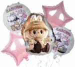 MPS MY PARTY SUPPLIERS® Set of 5 Cartoon Foil Balloon Kids Party Cartoon Theme Monster Bunny Doll Plush Toy Birthday Gift Star Foil Balloon Foil Balloons for kids Birthday Decoration