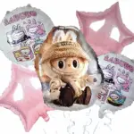 MPS MY PARTY SUPPLIERS® Set of 5 Cartoon Foil Balloon Kids Party Cartoon Theme Monster Bunny Doll Plush Toy Birthday Gift Star Foil Balloon Foil Balloons for kids Birthday Decoration