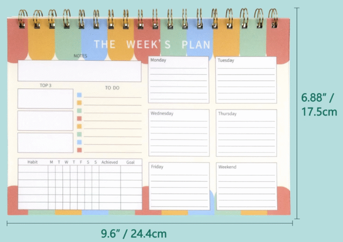 MPS MY PARTY SUPPLIERS® 1pc Weekly Planner, To Do List Notebook , Scheduler for Goals, Tasks with Spiral binding, Ideas Ideal for Home Office Fancy Stationery Items - Image 5