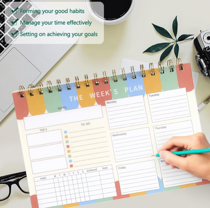 MPS MY PARTY SUPPLIERS® 1pc Weekly Planner, To Do List Notebook , Scheduler for Goals, Tasks with Spiral binding, Ideas Ideal for Home Office Fancy Stationery Items - Image 7