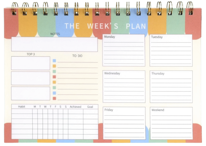 MPS MY PARTY SUPPLIERS® 1pc Weekly Planner, To Do List Notebook , Scheduler for Goals, Tasks with Spiral binding, Ideas Ideal for Home Office Fancy Stationery Items - Image 2