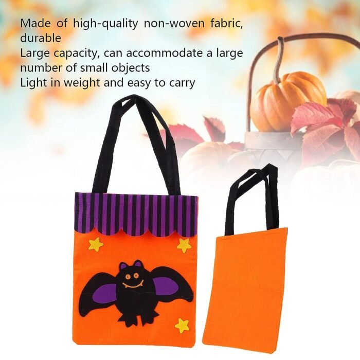 Halloween Bat Bag for Candy Goody Bags |Trick or Treat Halloween Candy Baskets| Halloween Pumpkin Treat Bag Trick Or Treat Halloween Basket | Party Accessories Props Felt Fabric - Image 3