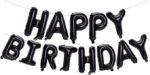MPS MY PARTY SUPPLIERS®13Pcs 16inch Black Happy Birthday Letter Foil Balloons Decoration for Birthday Foil balloons for birthday decoration Balloon Set For Decoration (13Pcs 16inch)