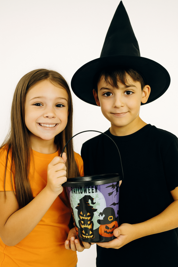 Halloween RIP Candy Baskets for Kids, Trick Or Treat Halloween Candy Bowl with Skeleton Party Decoration, Halloween Decoration Prop, Pumpkin Candy Basket (Black) - Image 2
