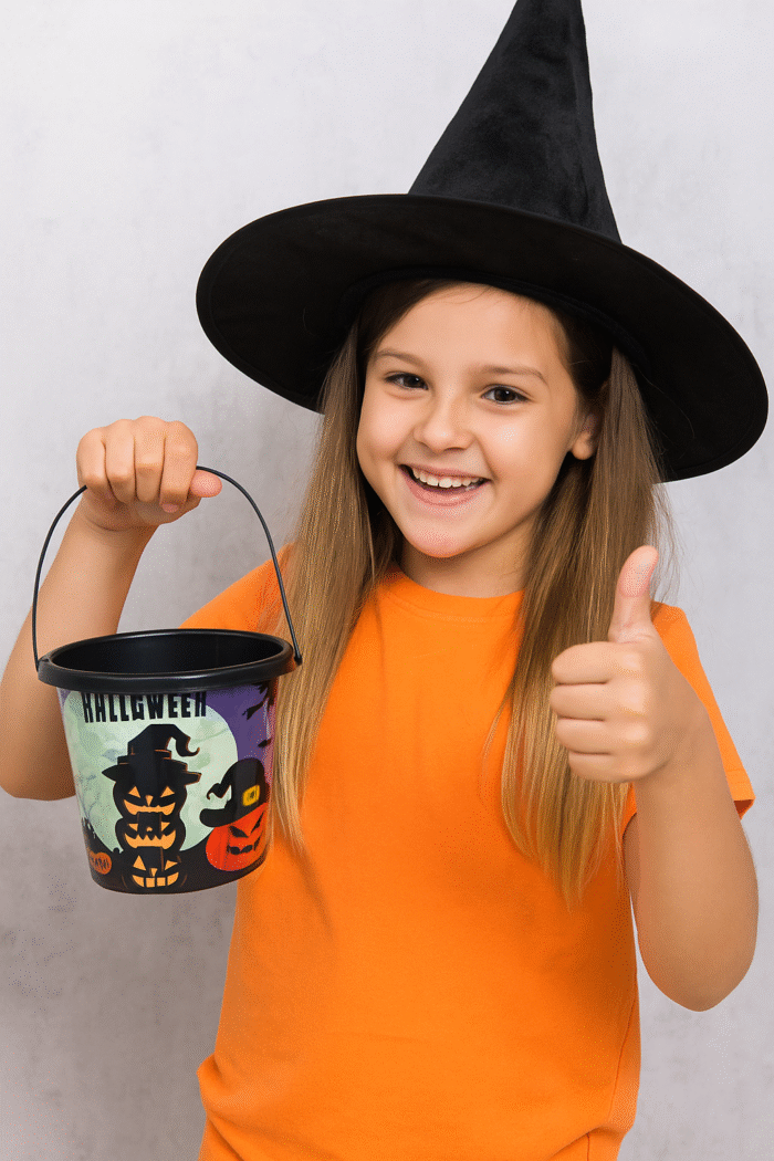 Halloween RIP Candy Baskets for Kids, Trick Or Treat Halloween Candy Bowl with Skeleton Party Decoration, Halloween Decoration Prop, Pumpkin Candy Basket (Black) - Image 1