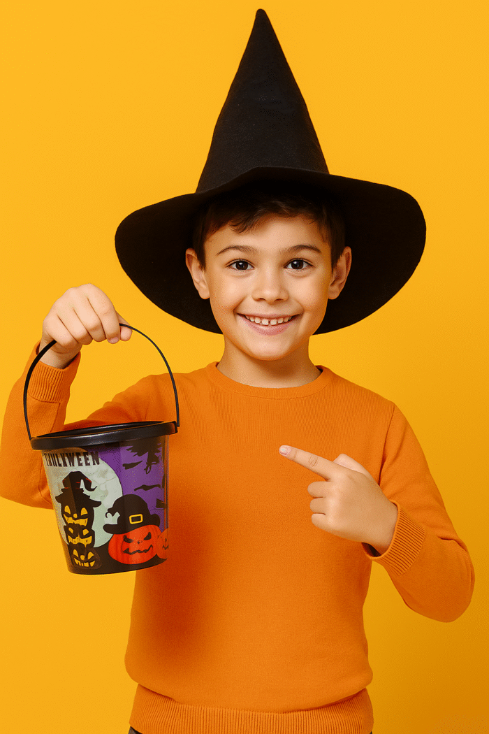 Halloween RIP Candy Baskets for Kids, Trick Or Treat Halloween Candy Bowl with Skeleton Party Decoration, Halloween Decoration Prop, Pumpkin Candy Basket (Black) - Image 4