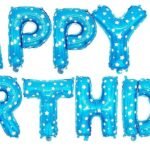 MPS MY PARTY SUPPLIERS®13Pcs 16inch Blue With Star Printed Happy Birthday Letter Foil Balloons Decoration for Birthday Foil balloons for birthday decoration Balloon Set for Decoration (13Pcs 16inch)