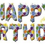 MPS MY PARTY SUPPLIERS®13Pcs 16inch Blue with Balloons Printed Happy Birthday Letter Foil Balloons Decoration for Birthday Foil balloons for birthday decoration Balloon Set for Decoration (13Pcs 16inch)