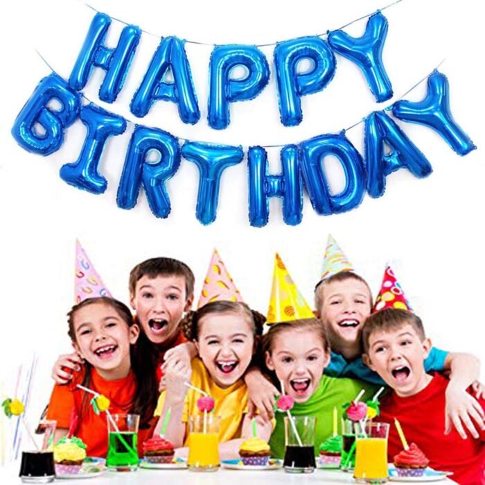 MPS MY PARTY SUPPLIERS® Blue Happy Birthday Letter Foil Balloons Decoration for Birthday Foil balloons for birthday decoration Happy Birthday Letters Foil Balloon Set For Decoration - Image 1