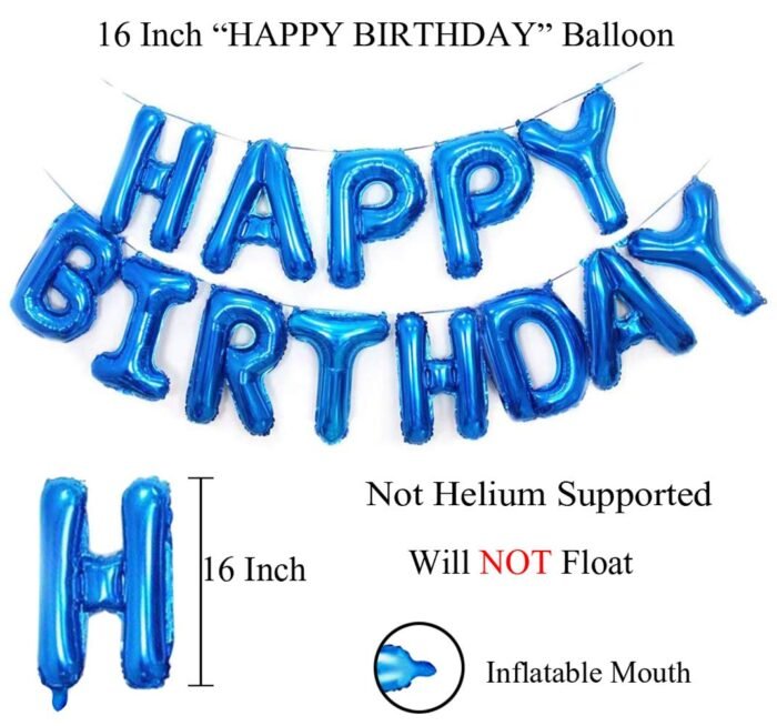 MPS MY PARTY SUPPLIERS® Blue Happy Birthday Letter Foil Balloons Decoration for Birthday Foil balloons for birthday decoration Happy Birthday Letters Foil Balloon Set For Decoration - Image 3