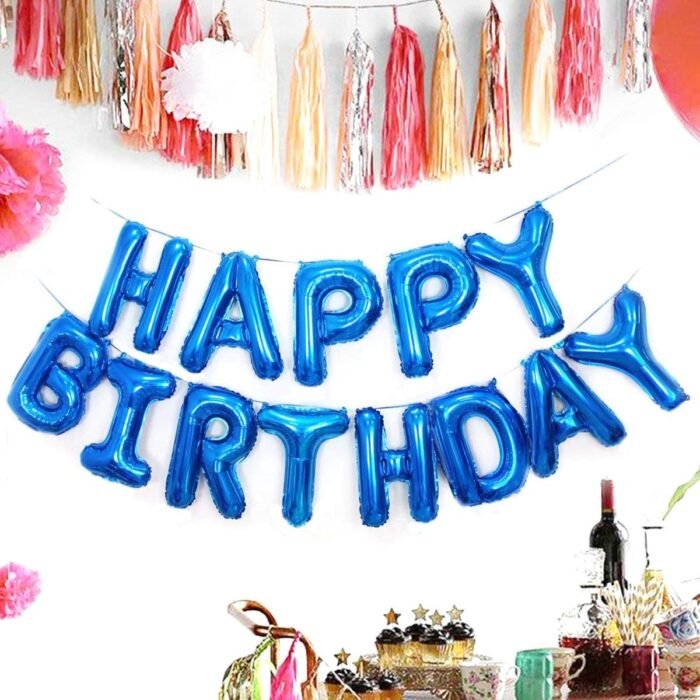 MPS MY PARTY SUPPLIERS® Blue Happy Birthday Letter Foil Balloons Decoration for Birthday Foil balloons for birthday decoration Happy Birthday Letters Foil Balloon Set For Decoration - Image 5