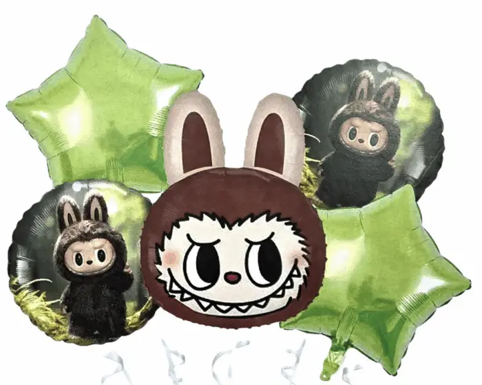 MPS MY PARTY SUPPLIERS® Set of 5 Labubu Cartoon Foil Balloon Kids Party Cartoon Theme Monster Bunny Doll Plush Toy Birthday Gift Star Foil Balloon Foil Balloons for kids Birthday Decoration - Image 1