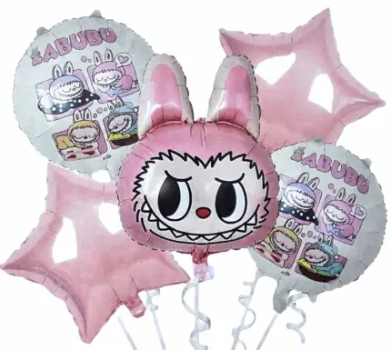 MPS MY PARTY SUPPLIERSĀ® Set of 5 Cartoon Foil Balloon Kids Party Cartoon Theme Monster Bunny Doll Plush Toy Birthday Gift Star Foil Balloon Foil Balloons for kids Birthday Decoration