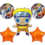 MPS MY PARTY SUPPLIERS® Set of 5 Goku Dragon Ball Z Foil Balloons kit for Birthday Decoration, Superhero Theme Party Item, Balloons for kids Party With orange Star, Anime Cartoon Foil Balloon