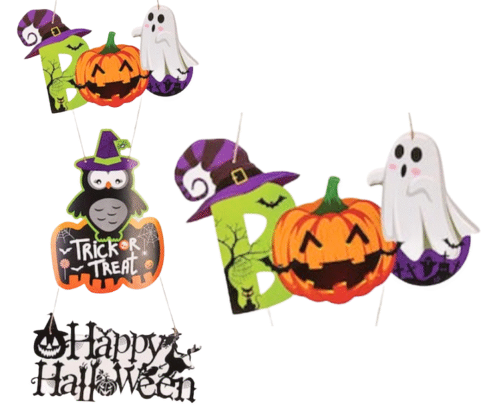 MPS MY PARTY SUPPLIERS® 1pc Halloween Wall or Door Hangings Halloween Spooky Pumpkin, Ghost, Witch, Bat Decorations Halloween Hangings Ornamants Haunted House Yard Decor - Image 2