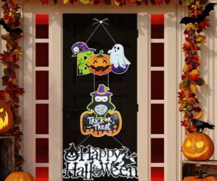 MPS MY PARTY SUPPLIERSĀ® 1pc Halloween Wall or Door Hangings Halloween Spooky Pumpkin, Ghost, Witch, Bat Decorations Halloween Hangings Ornamants Haunted House Yard Decor