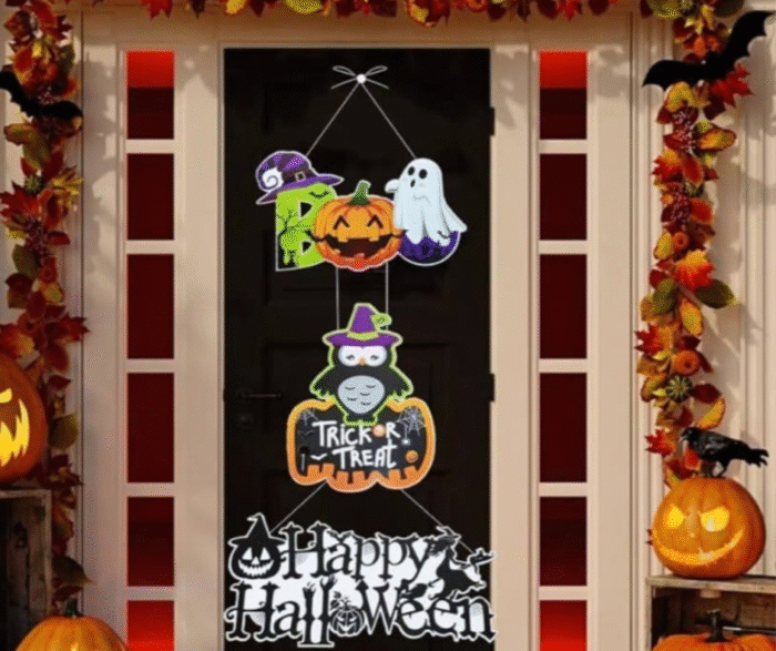 MPS MY PARTY SUPPLIERS® 1pc Halloween Wall or Door Hangings Halloween Spooky Pumpkin, Ghost, Witch, Bat Decorations Halloween Hangings Ornamants Haunted House Yard Decor - Image 1