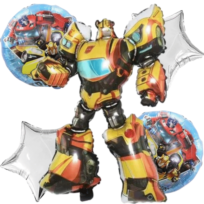 MPS MY PARTY SUPPLIERS® Set of 5 Robot Shape Foil Balloon Foil Balloons for kids birthday Party Decoration, robot Balloon, Tech Theme, Robot-Theme Birthday, Silver star foil balloons - Image 1