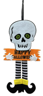 MPS My Party Suppliers 1 PCS Happy Halloween Felt Hanging, Skeleton Felt Hanging Decor for Halloween, Hangings for Home Wall Door Window Decorations, Skeleton Decor Items - Image 2