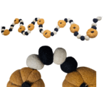 MPS MY PARTY SUPPLIERS® 6 feet Halloween Pumpkin Orange White Black Felt Ball Pom Pom Garland Halloween Hanging Ornaments - Image 3
