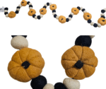 MPS MY PARTY SUPPLIERS® 6 feet Halloween Pumpkin Orange White Black Felt Ball Pom Pom Garland Halloween Hanging Ornaments - Image 6