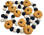 MPS MY PARTY SUPPLIERS® 6 feet Halloween Pumpkin Orange White Black Felt Ball Pom Pom Garland Halloween Hanging Ornaments - Image 4