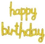 MPS MY PARTY SUPPLIERS® Golden Cursive Happy Birthday Letter Foil Balloons Colorful Birthday Letters Foil Banner Balloons Mylar Balloons for Birthday Decoration Birthday Décor Supplies