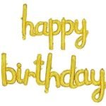 MPS MY PARTY SUPPLIERS® Golden Cursive Happy Birthday Letter Foil Balloons Colorful Birthday Letters Foil Banner Balloons Mylar Balloons for Birthday Decoration Birthday Décor Supplies