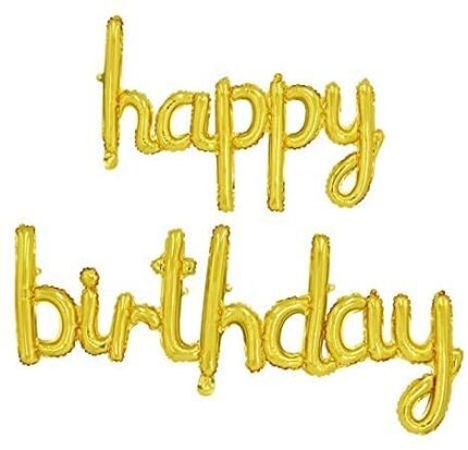 MPS MY PARTY SUPPLIERS® Golden Cursive Happy Birthday Letter Foil Balloons Colorful Birthday Letters Foil Banner Balloons Mylar Balloons for Birthday Decoration Birthday Décor Supplies