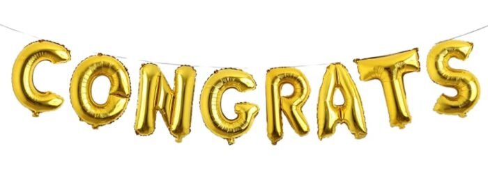 MPS MY PARTY SUPPLIERS® Golden  CONGRATS Letter Foil Balloons Letters Foil Banner Balloons Mylar Balloons for Birthday Decoration Birthday Décor Supplies - Image 1