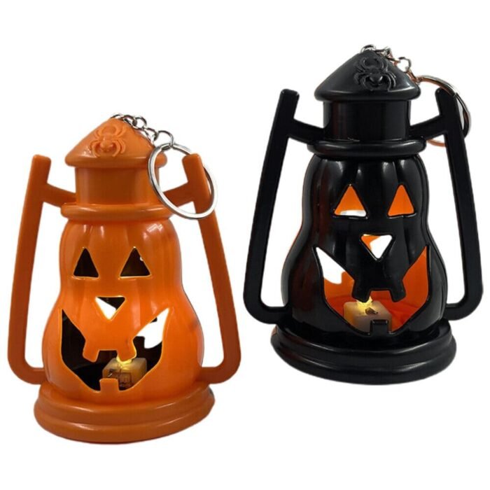 MPS My Party Suppliers Set of 2 Halloween Lamps, Halloween laltern, LED for Halloween Decoration, Halloween Hanging Decoration (orangr-Black laltern) - Image 2