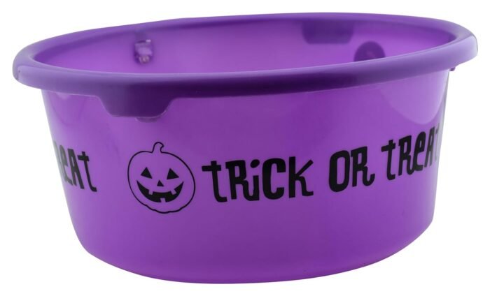led candy basket2 MPS My Party Suppliers Halloween Trick or Treat Pumpkin Bucket Lantern led Halloween Pumpkin Candy Basket Bucket Child Trick or Treat Big Candy Bag Home Halloween Party Tree Light Decor (Purple) - Image 1