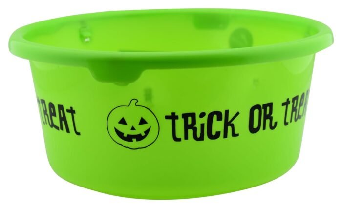 MPS My Party Suppliers Halloween Trick or Treat Pumpkin Bucket Lantern led Halloween Pumpkin Candy Basket Bucket Child Trick or Treat Big Candy Bag Home Halloween Party Tree Light Decor (Green) - Image 3