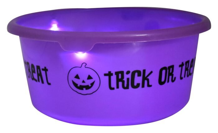 MPS My Party Suppliers Halloween Trick or Treat Pumpkin Bucket Lantern led Halloween Pumpkin Candy Basket Bucket Child Trick or Treat Big Candy Bag Home Halloween Party Tree Light Decor (Purple) - Image 2