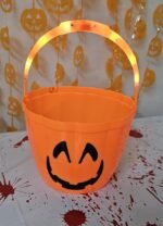 Light Up Halloween Trick or Treat Pumpkin Bucket Jack O Lantern Halloween Pumpkin Candy Basket Bucket Child Candy Bag Halloween Party Tree Light Decor Supplies (LED Pumpkin Basket) - Image 2