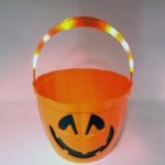 Light Up Halloween Trick or Treat Pumpkin Bucket Jack O Lantern Halloween Pumpkin Candy Basket Bucket Child Candy Bag Halloween Party Tree Light Decor Supplies (LED Pumpkin Basket)