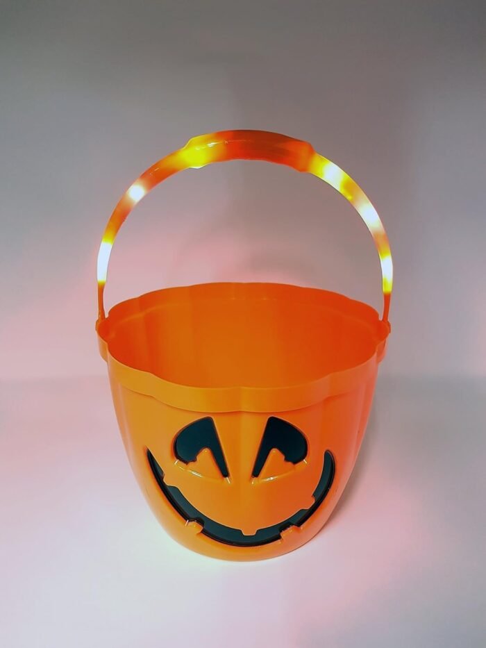 Light Up Halloween Trick or Treat Pumpkin Bucket Jack O Lantern Halloween Pumpkin Candy Basket Bucket Child Candy Bag Halloween Party Tree Light Decor Supplies (LED Pumpkin Basket) - Image 1