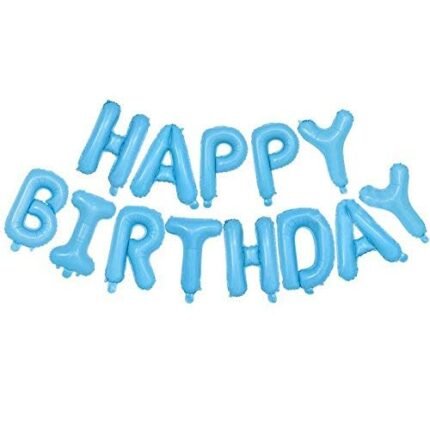 MPS MY PARTY SUPPLIERS®13Pcs 16inch Light Blue Happy Birthday Letter Foil Balloons Decoration for Birthday Foil balloons for birthday decoration Balloon Set for Decoration (13Pcs 16inch)