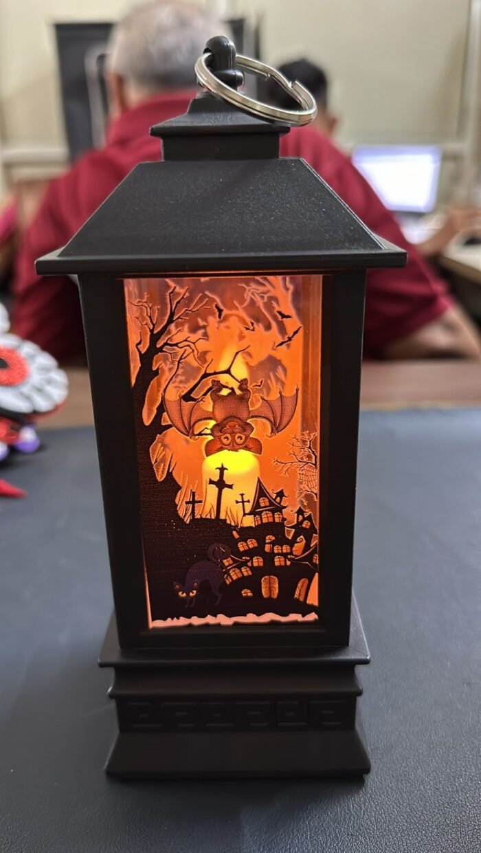 MPS My Party Suppliers Set of 2 Halloween Lamps, Halloween laltern, LED for Halloween Decoration, Halloween Hanging Decoration (Orange-Black Colorful laltern) - Image 5